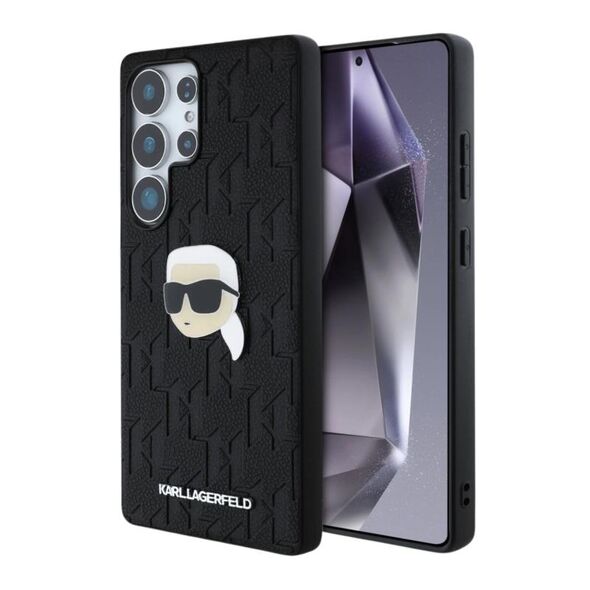 Θήκη TPU Karl Lagerfeld Samsung Galaxy S25 Ultra Hardcase Leather Monogram Karl Head Pin Μαύρο 3666339449810 3666339449810 έως και 12 άτοκες δόσεις