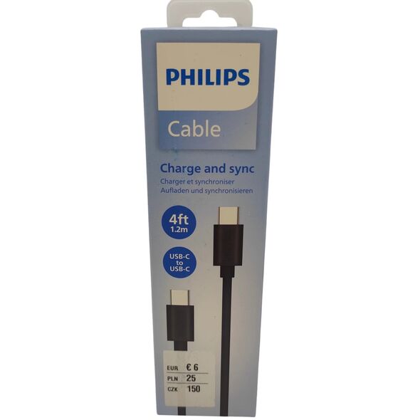 ΚΑΛΩΔΙΟ PHILIPS ΤΥΠΟΥ-C ΣΕ ΤΥΠΟΥ-C ΜΑΥΡΟ 1,2M 4FT DLC3104C/00