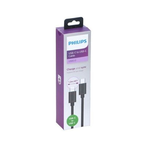 ΚΑΛΩΔΙΟ PHILIPS ΤΥΠΟΥ-C ΣΕ ΤΥΠΟΥ-C ΜΑΥΡΟ 1,2M 4FT DLC3104C/00