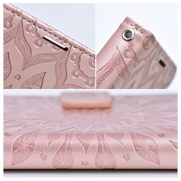 Θήκη MEZZO Book για XIAOMI Redmi Note 14 PRO 4G mandala ροζ χρυσό