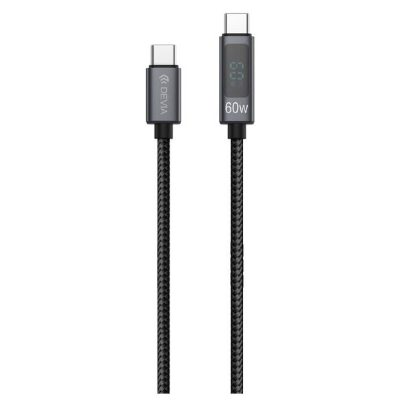 Καλώδιο Σύνδεσης USB 2.0 Devia EC313 Metal Woven USB C σε USB C PD 60W με Οθόνη 1.2m Extreme Μαύρο 6942297120747 6942297120747 έως και 12 άτοκες δόσεις