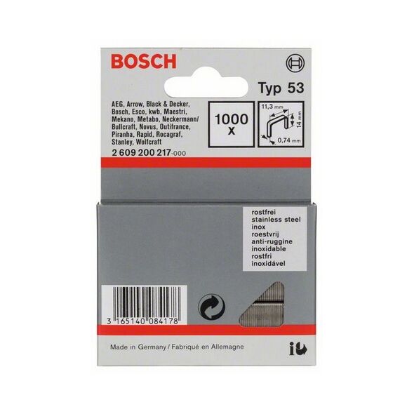 Bosch Zszywki z cienkiego drutu typ 53 14mm 1000szt. (2609200217)