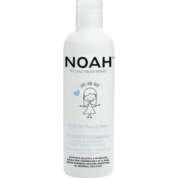 Noah Vaikiškas plaukų šampūnas su pienu ir cukrumi ilgiems plaukams Noah 250 ml