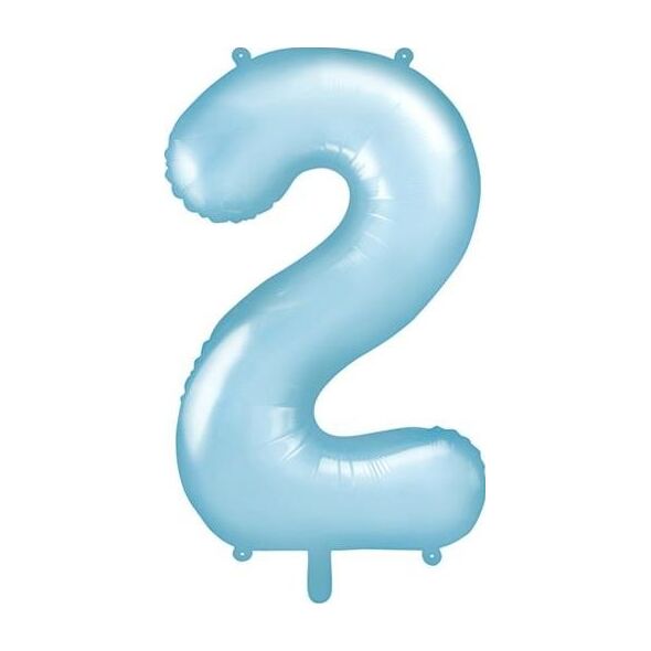 Party Deco Balon foliowy cyfra 2, jasnoniebieski, 86 cm uniwersalny