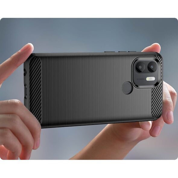 Hurtel Carbon Case etui do Xiaomi Redmi A1+ elastyczny silikonowy karbonowy pokrowiec czarne