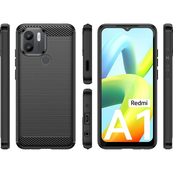 Hurtel Carbon Case etui do Xiaomi Redmi A1+ elastyczny silikonowy karbonowy pokrowiec czarne