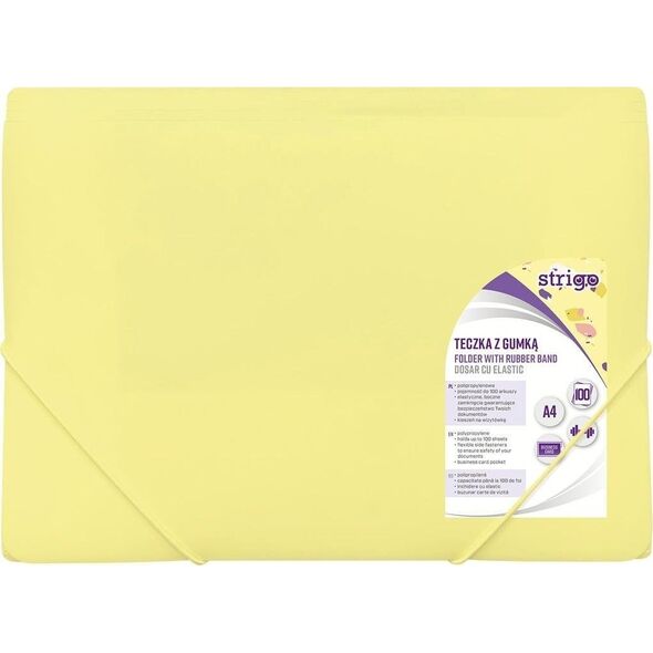 Strigo TECZKA Z GUMKA A4 PP PASTEL ZOLTA