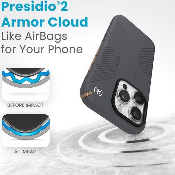 Speck Speck Presidio2 Grip - Etui iPhone 15 Pro (Charcoal Grey / Cool Bronze / White)