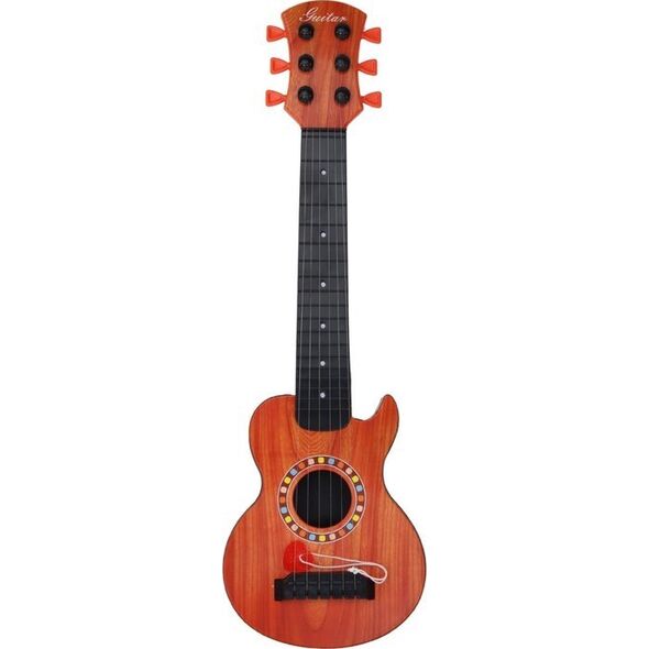 LeanToys Gitara Zabawkowa Dla Dzieci Kostka Do Gry Drewno Pomarańczowa