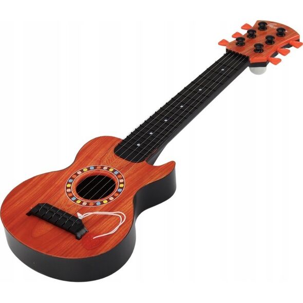 LeanToys Gitara Zabawkowa Dla Dzieci Kostka Do Gry Drewno Pomarańczowa