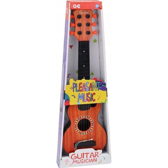 LeanToys Gitara Zabawkowa Dla Dzieci Kostka Do Gry Drewno Pomarańczowa