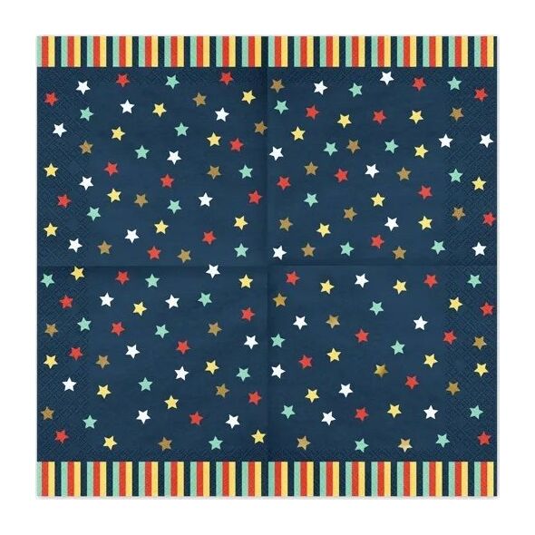 Party Deco Serwetki Gwiazdkigranatowe 33x33cm 12szt