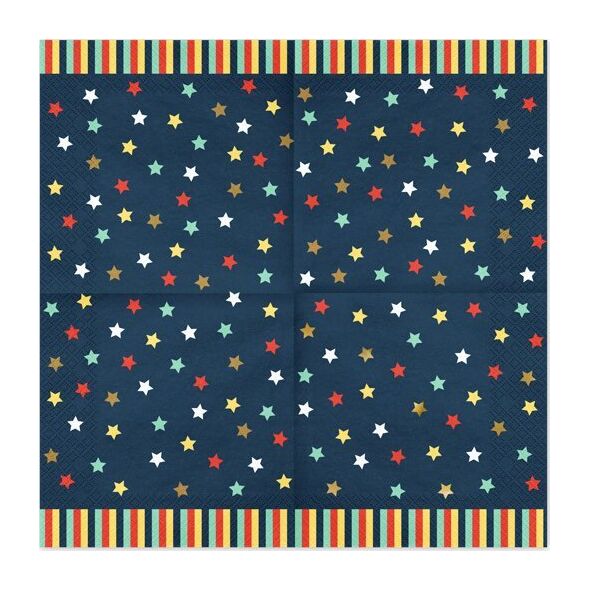Party Deco Serwetki Gwiazdkigranatowe 33x33cm 12szt