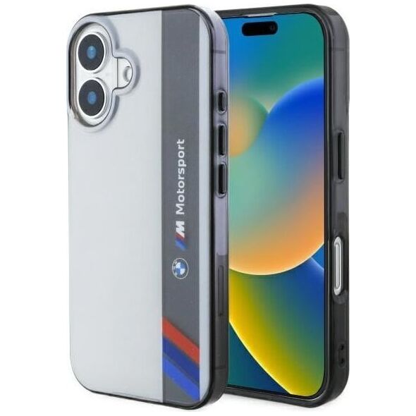 BMW BMW BMHCP16S23HTFEG iPhone 16 6.1" szary/grey hardcase Motosport IML Vertical Stripe
