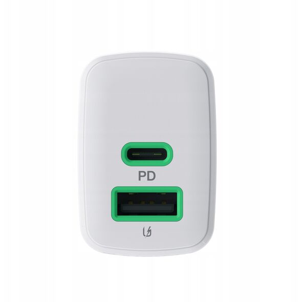 Φορτιστής τοίχου Greencell PowerSource Duo30 Λευκός 30W USB-C USB-A Power Delivery QC3.0- 1x USB-C, 1x USB-A