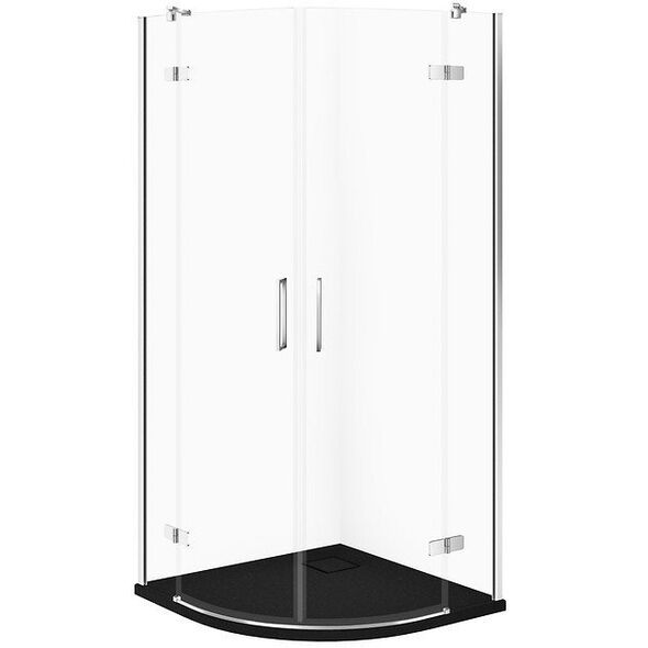 Σετ C615 Καμπίνα City Πόλοκ Χρώμιο 80x80x195+Tako Slim Μαύρο Ματ Wir