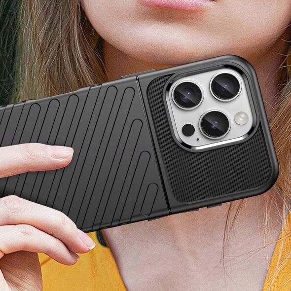 Θήκη Thunder Case για iPhone 16e σιλικόνη θωρακισμένη θήκη - μαύρο