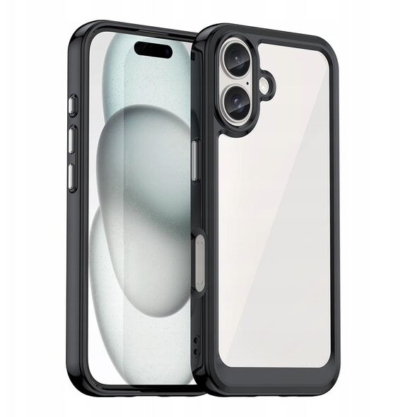 Θήκη Outer Space Case για iPhone 16e κάλυμμα με ελαστικό πλαίσιο - μαύρο