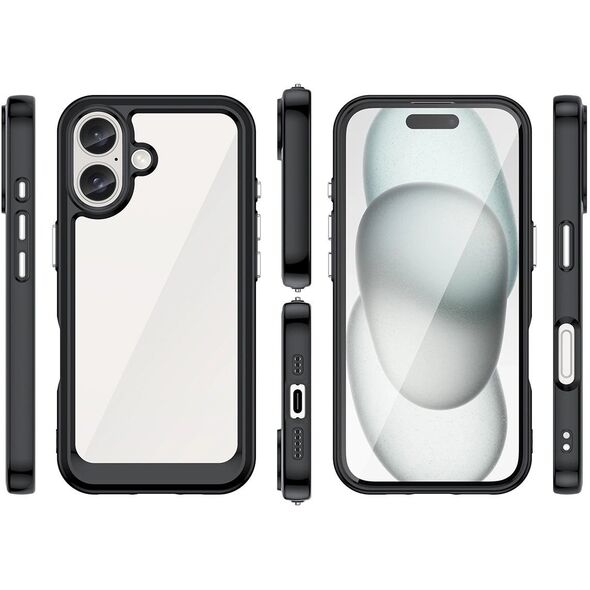 Θήκη Outer Space Case για iPhone 16e κάλυμμα με ελαστικό πλαίσιο - μαύρο