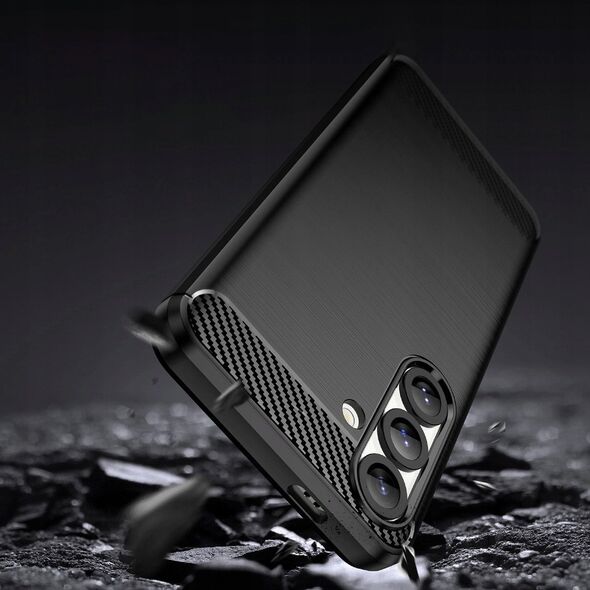 Θήκη σιλικόνης Carbon Case για Samsung Galaxy S25 Edge - μαύρο