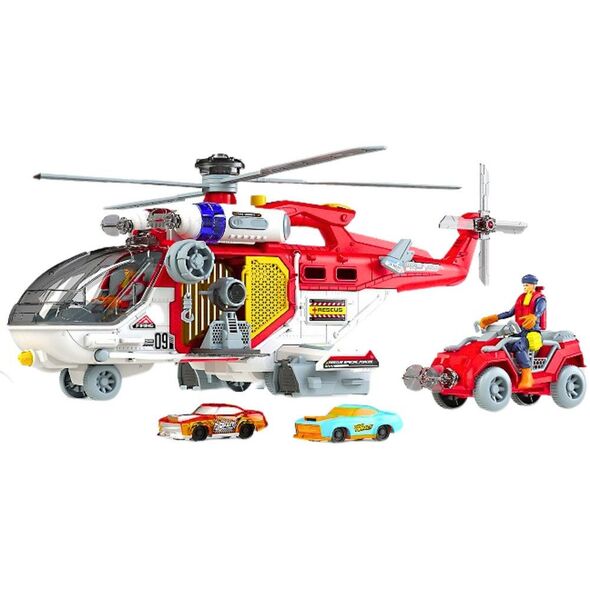 Helikopter Ratunkowy Wielofunkcyjny Akcesoria Zestaw Światła Dźwięki LEAN Toys