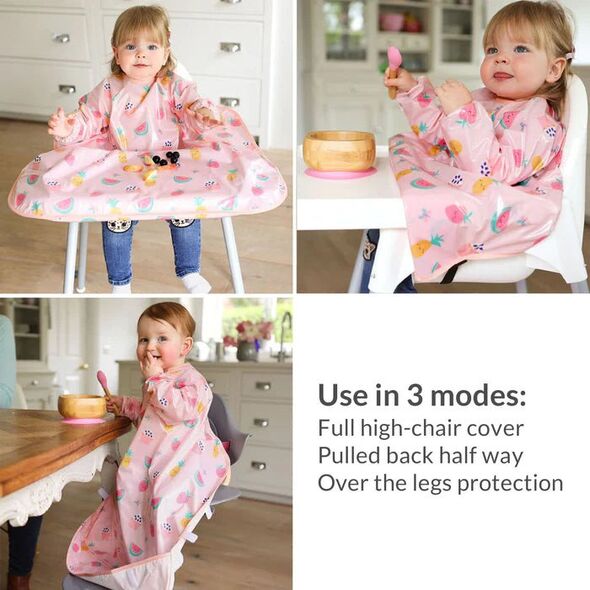 BIBETTA sleeved bib extended Pink Yummy Treats, BZC-52-003