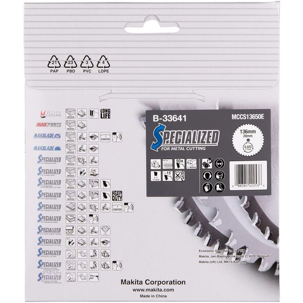 Makita ΕΙΔΙΚΟ Δίσκος κοπής 136x20x50Z