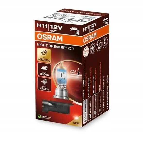 Λάμπα (Σετ 2τμχ.) H11 12V PGJ 19-2 NIGHT BREAKER 220, λευκή 3700K