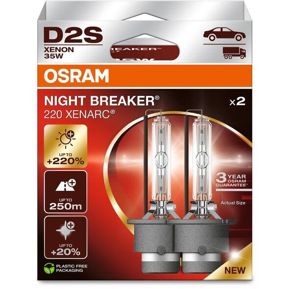 Λάμπα (Σετ 2 τεμ.) D2S 85V 35W P32D-2 XENARC NIGHT BREAKER 220, λευκή 4500K