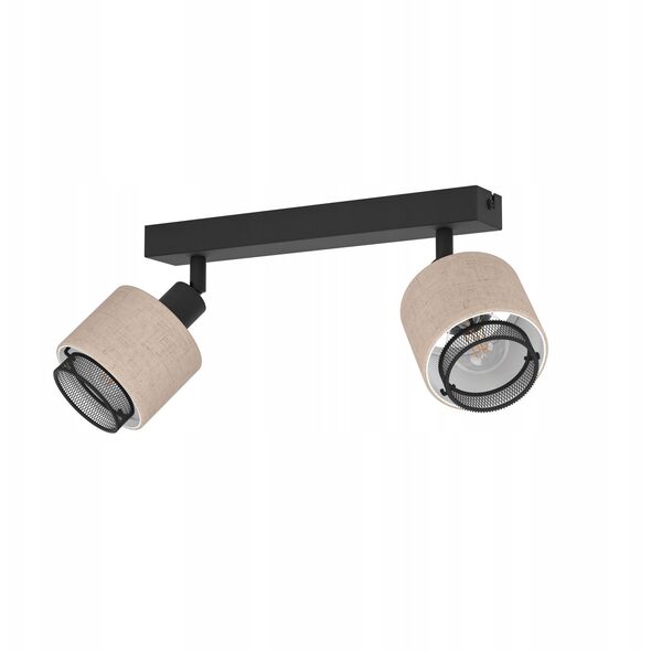 Φωτιστικό Spot EGLO ROSLEY, 2xE27, max 2x40 W, μαύρο/φυσικό λινό, 31x9x18.5cm