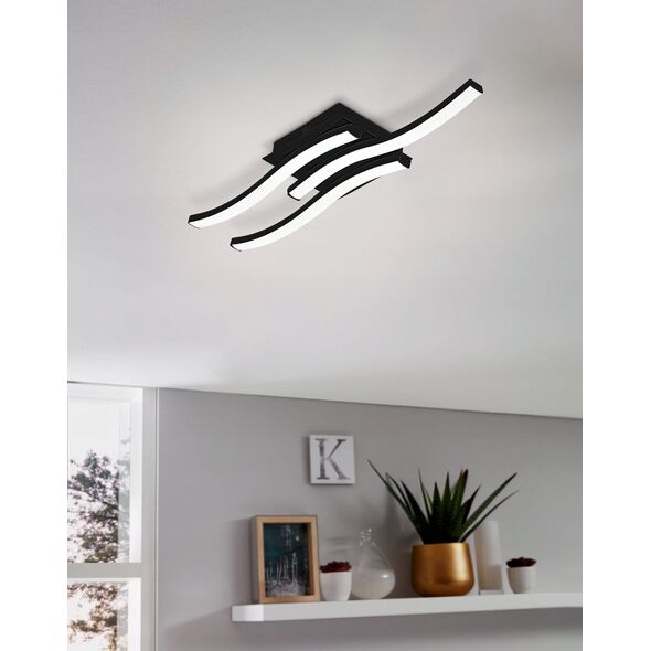 LED wall lamp EGLO CABEZAS-E, 12W, 1480lm, 3000K, black, 43.5 x 7.5 x 11 cm