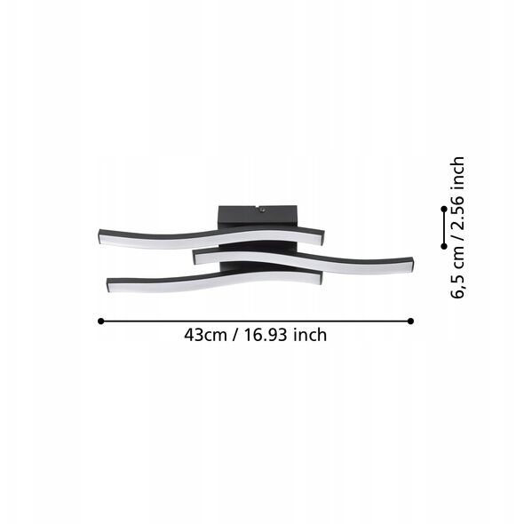 LED wall lamp EGLO CABEZAS-E, 12W, 1480lm, 3000K, black, 43.5 x 7.5 x 11 cm