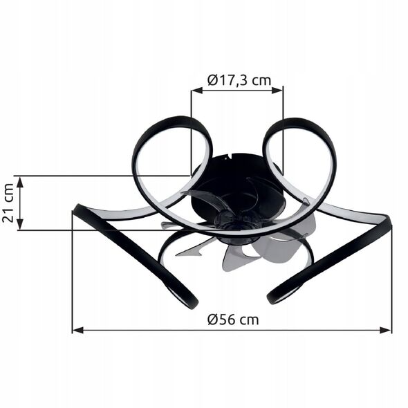 LED ανεμιστήρας λάμπας GLOBO LORIS, 30W, 3000-6000K, 4000lm, o56x21cm, μαύρο, με τηλεχειριστήριο