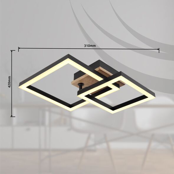 Φωτιστικό οροφής LED GLOBO BARD, 15W, 3000K, 1550lm, ξύλο/μέταλλο, μαύρο ματ, 8x31x42cm