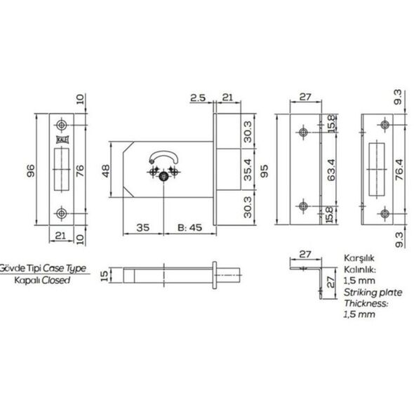 ΚΛΕΙΔΑΡΙΑ MORTISE KALE 156/F 5 ΚΛΕΙΔΙΑ