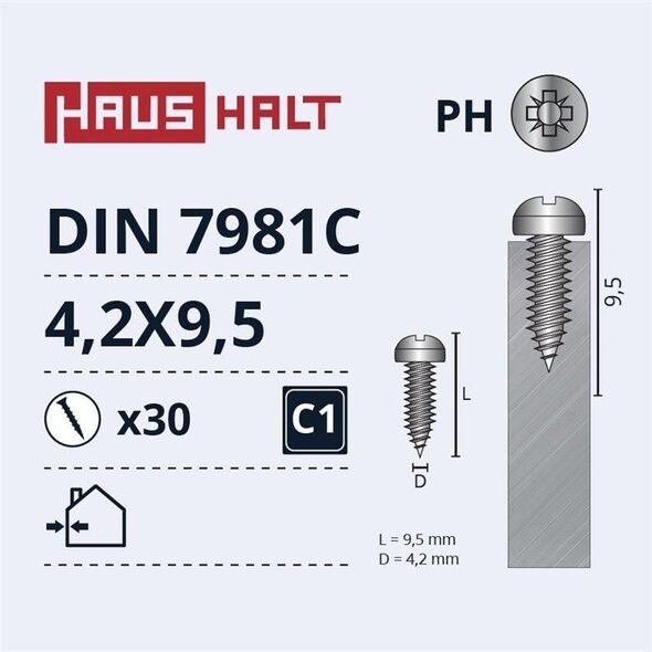 ΒΙΔΕΣ ΑΥΤΟΔΙΑΤΡΗΤΕΣ 4.2X9.5 DIN7981C ZN 30ΤΕΜ