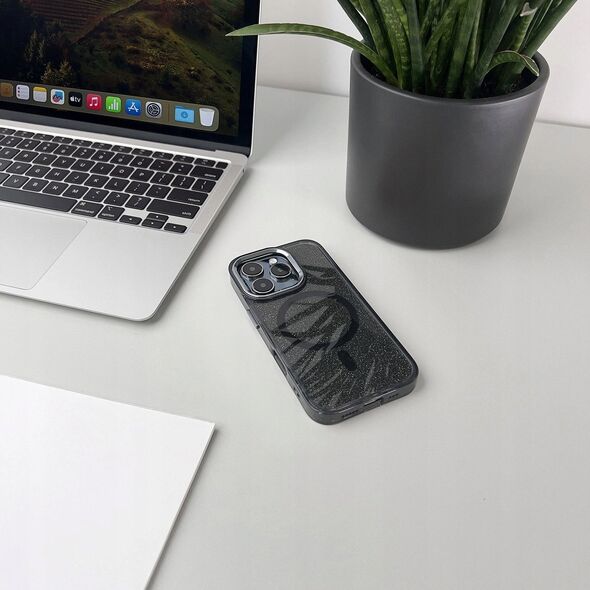 Θήκη Glitter Case με MagSafe για iPhone 16e - μαύρο