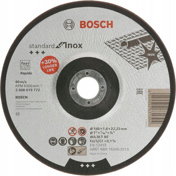 Δίσκος κοπής Std. f/Inox 180x1,6x22,23 W