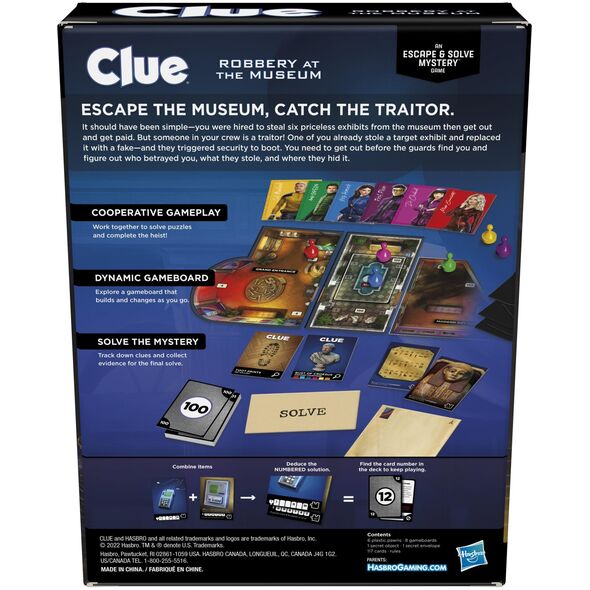 Επιτραπέζιο παιχνίδι Hasbro Gaming Cluedo Escape Heist στο μουσείο, SE
