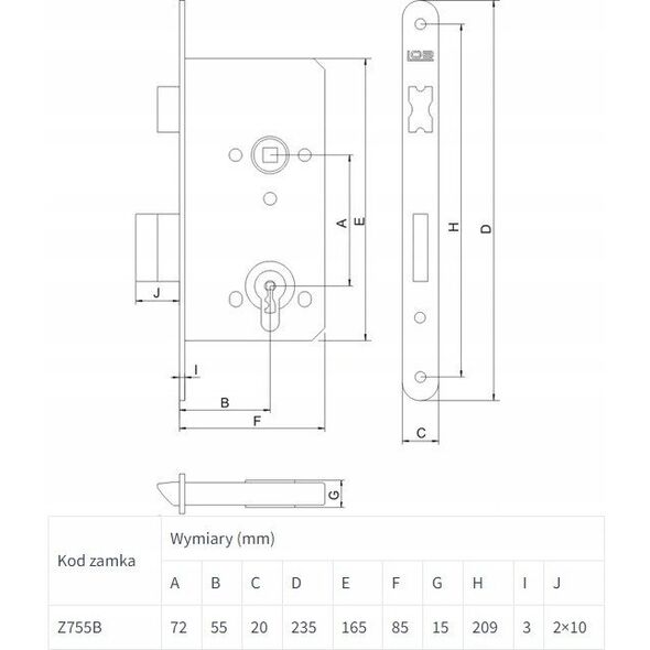 ΚΥΛΙΝΔΡΟΣ ΚΛΕΙΔΑΡΙΑΣ MORTISE Z7ABP 72/55 ΔΕΞΙΑ W ZN
