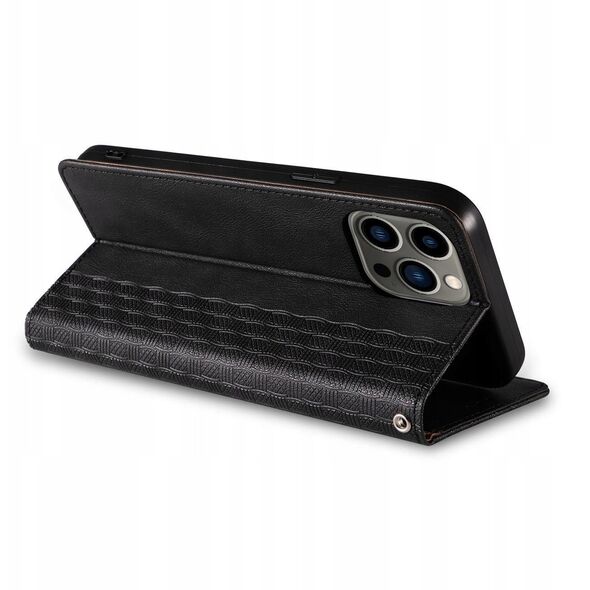 Θήκη Magnet Strap etui iPhone 14 Pro κάλυμμα με καπάκι πορτοφόλι mini λουράκι βάση μαύρο