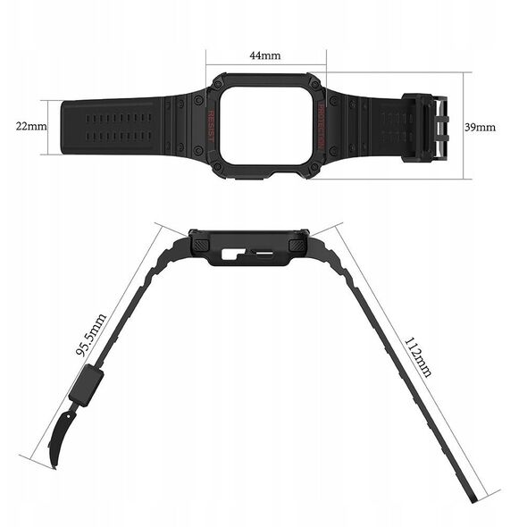 Λουράκι με προστατευτική θήκη Protect Strap Band για Apple Watch 38 / 40 / 41 mm θήκη θωράκισης - διαφανές