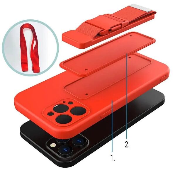 Θήκη Rope żelowe etui με λουράκι αλυσίδα τσάντα λουράκι iPhone 13 mini μαύρο