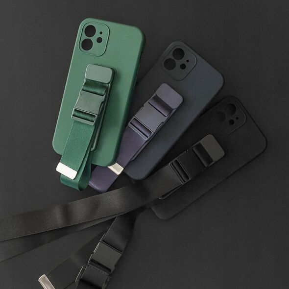 Θήκη Rope żelowe etui με λουράκι αλυσίδα τσάντα λουράκι Samsung Galaxy A22 4G μαύρο