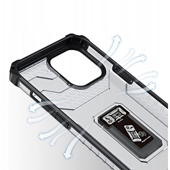 Θήκη Crystal Ring pancerne hybrydowe etui pokrowiec + μαγνητική βάση iPhone 13 Pro μαύρο