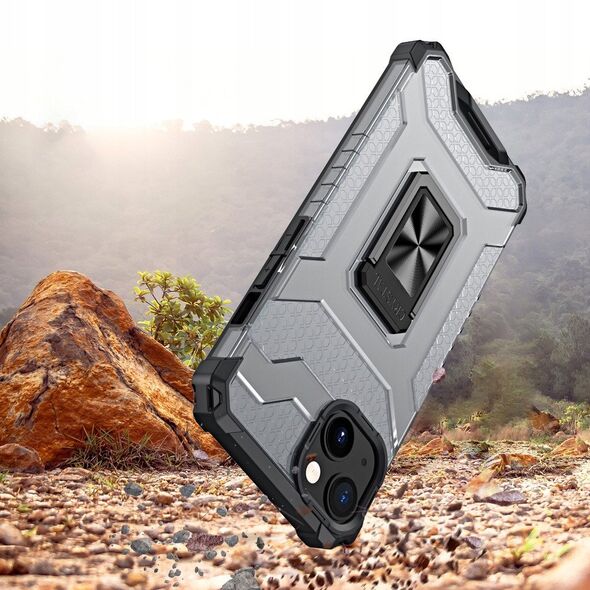 Θήκη Crystal Ring pancerne hybrydowe etui pokrowiec + μαγνητική βάση iPhone 13 mini μαύρο