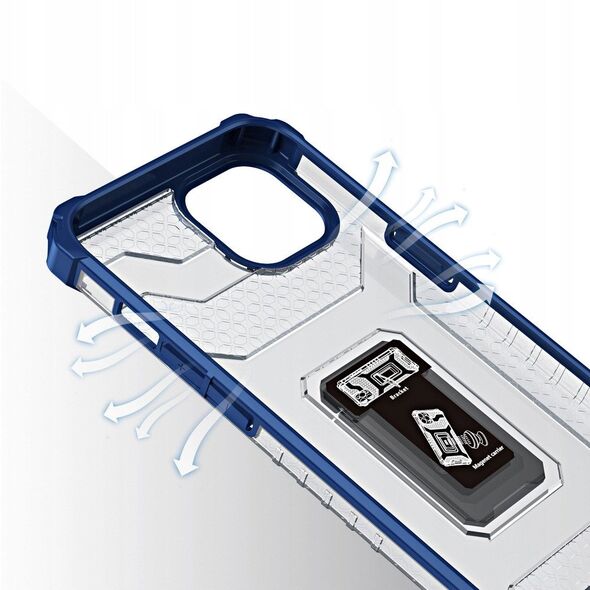 Θήκη Crystal Ring pancerne hybrydowe etui pokrowiec + μαγνητική βάση iPhone 13 mini μπλε
