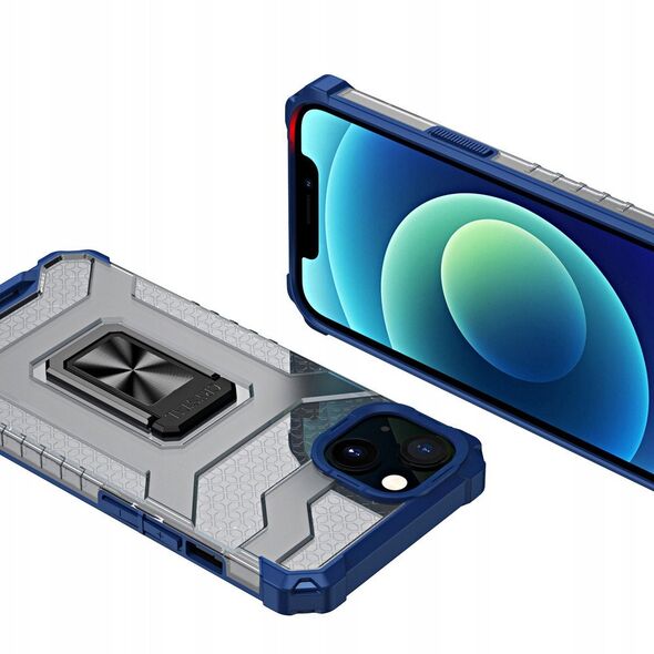 Θήκη Crystal Ring pancerne hybrydowe etui pokrowiec + μαγνητική βάση iPhone 13 mini μπλε