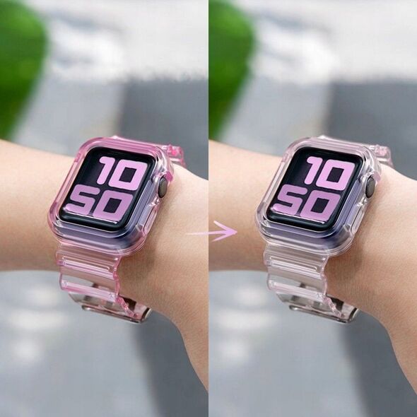 Σετ λουράκι σιλικόνης, βραχιόλι, θήκη Strap Light για το ρολόι Apple Watch 38 mm - μπλε