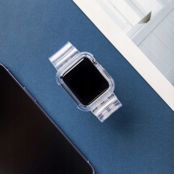 Σετ λουράκι σιλικόνης, βραχιόλι, θήκη Strap Light για το ρολόι Apple Watch 38 mm - μπλε